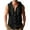 Black, variant on Men's Summer T Shirt Casual Solid Color Sleeveless Pullover Open Front Wooden Buttons Drawstring Daily Wear Top with Double Pockets Blue, XXL