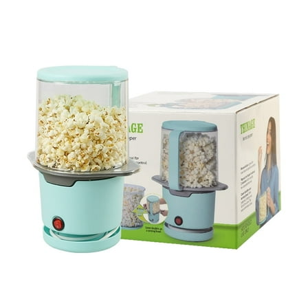 KYFIU Popcorn Machine, Popcorn Popper Maker, Electric Popcorn Popper with Lid, Hot Air Fresh Popcorn Popper for Home, Party, Movie, Blue