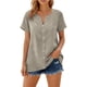 thumbnail image 5 of Craaazy Women's Relaxed Fit V Neck Blouse, Solid Color Short Sleeve Lace Trim Top, Loose Comfy Summer Tee for Work & Weekend Gifts, 5 of 9