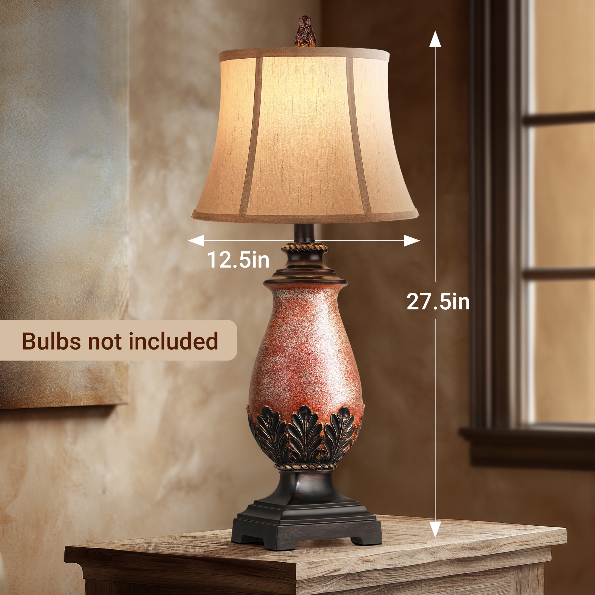 Set of 2 Farmhouse Rustic Table Lamps, 3-Color Temperature Dimmable for Bedroom and Living Room Western Decor