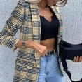 thumbnail image 2 of IROINNID Women's Blazer Jacket Long Sleeve Plaid Turndown Lapel Outwear, Casual Business Attire Plaid Slimming Cardigan Jacket, 2 of 8
