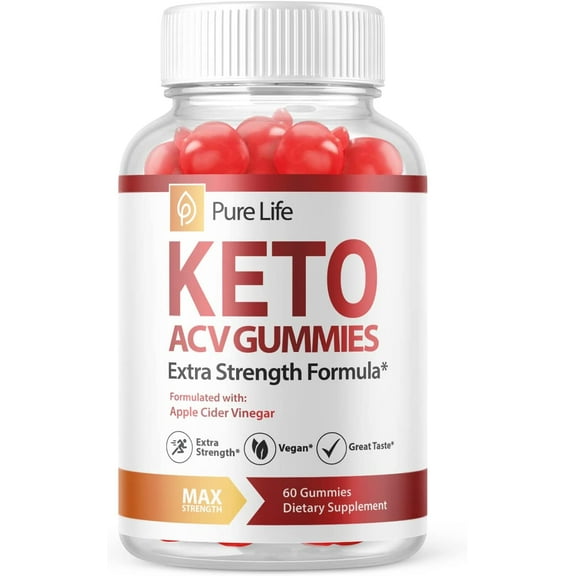 (1 Pack) Pure Life Keto ACV Gummies - Supplement for Weight Loss - Energy & Focus Boosting Dietary Supplements for Weight Management & Metabolism - Fat Burn - 60 Gummies