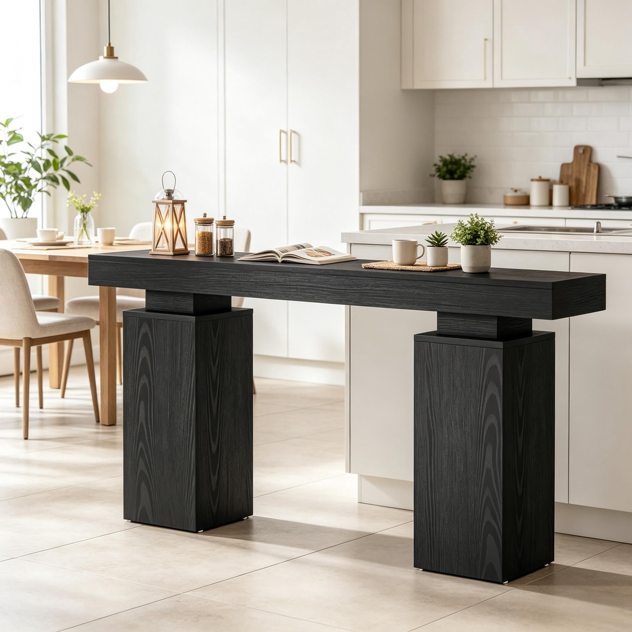 63 Inch Wooden Entryway Table, Console Table Foyer Stand