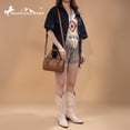 thumbnail image 2 of Montana West Mini Barrel Crossbody Bag Western Tooled Design with Buckle, Light Brown, 2 of 6