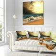 thumbnail image 3 of Designart Rushing Waves under Cloudy Sky - Seashore Throw Pillow - 16x16, 3 of 5