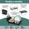 thumbnail image 3 of Escurridor de Trastes Acero Inoxidable,Trastero Escurridor para Encimera de Cocina con Drenaje Automático,Organizador sobre Fregadero Utensilios de Cocina,Organizador de Platos (Negro), 3 of 7