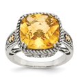 thumbnail image 2 of Shey Couture Sterling Silver with 14K Accent Antiqued Cushion Citrine Ring QTC1445, 2 of 5