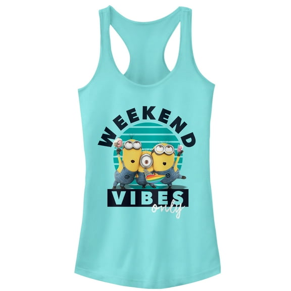 Junior's Despicable Me Minion Weekend Vibes Racerback Tank Top Cancun Large
