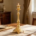thumbnail image 6 of Candlestick Holders Vintage Gold Metal Pillar Candle Stand 10.6 Inch Elegant Alloy Candelabra Set for Table Centerpieces Wedding Party Home Dining Decor, 6 of 6
