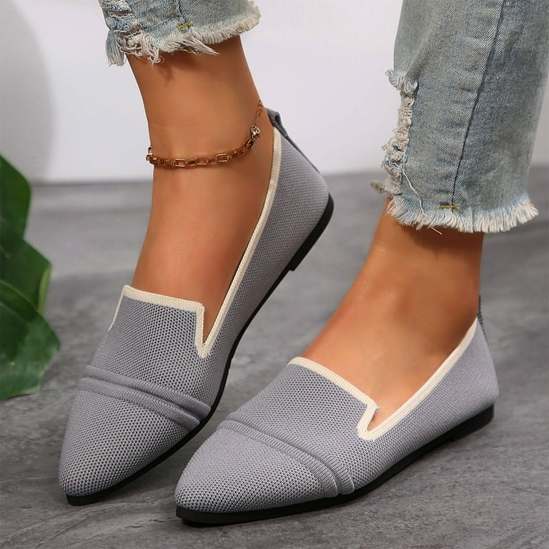 mtvxesu Women Casual Suede Slip-On Flats with Pointed Toe for
