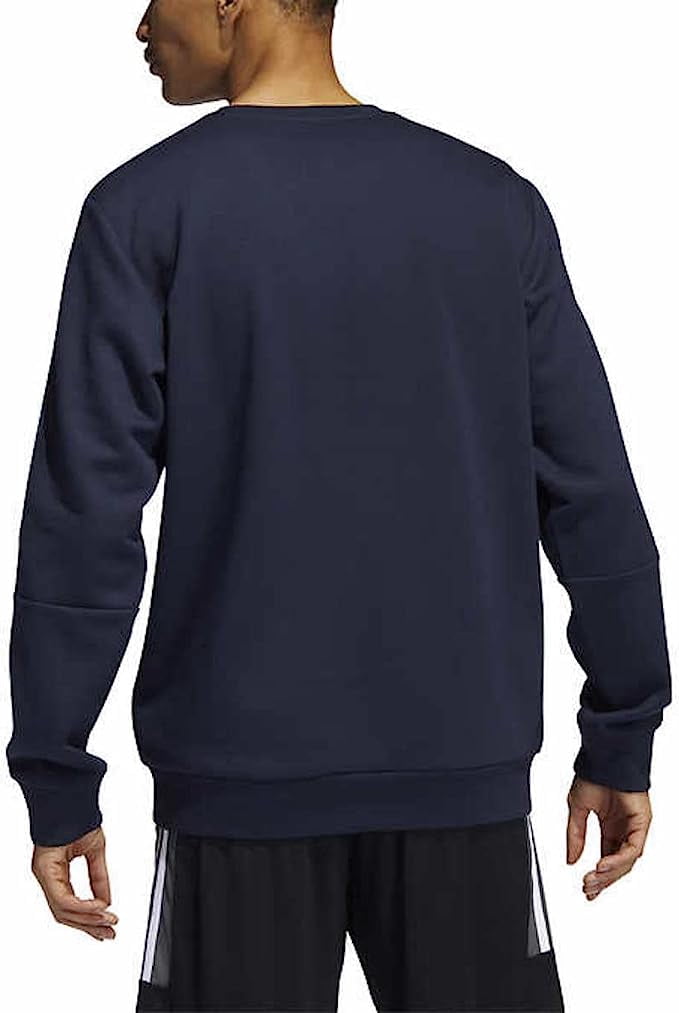 adidas Men's Long Sleeve 3 Stripe Fleece Crew Sweatshirt Pullover (Legend Ink Navy, Medium)