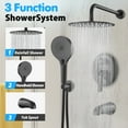 thumbnail image 2 of CASAINC 3-Spray Patterns Wall Mount Handheld Shower Head with Tub Faucet and 10 in. Shower Head 1.8 in Matte Black, 2 of 10