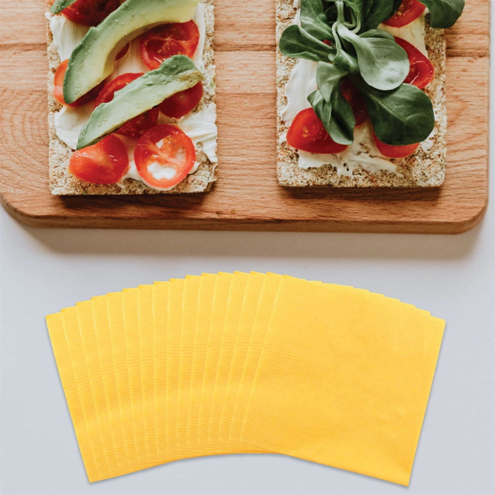 JAM Paper Bulk Small Beverage Napkins, 5x5, Yellow, 480/Box