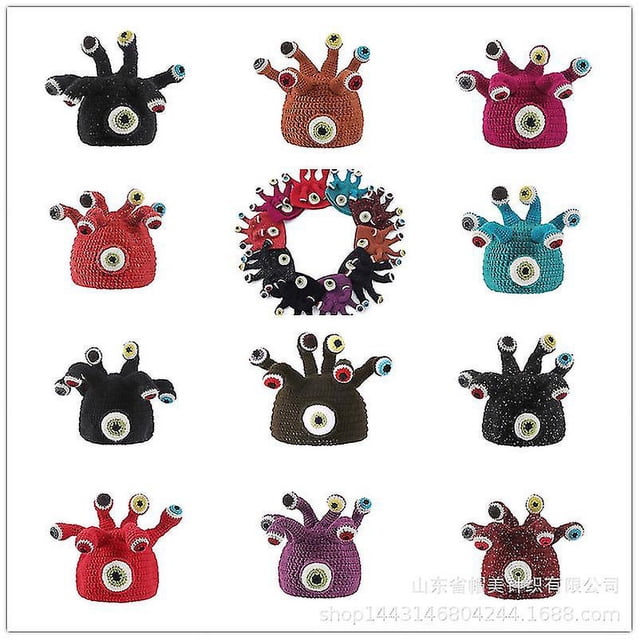Sombrero hecho a mano de otoño e invierno, pulpo, animación hecha a mano, tentáculo de parásito, sombrero de lana extraño, cálido regalo de Navidad