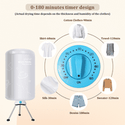 Uten Compact Electric Clothes Dryer, Ventless Folding Laundry Dryer Machine with Dry Bag for Travel, RV, Home, Apartment, Grey