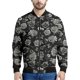thumbnail image 3 of Chaqueta bomber con estampado 3D de flores rosas para hombre, sudadera con gráfico floral para primavera y otoño, tops para mujer, abrigo de manga larga con cremallera para calle, 3 of 5