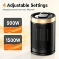 thumbnail image 2 of EuKer 1500W Ceramic Heater, Portable Space Heater with Remote Control, ECO Thermostat & 60° Oscillation Mode for Office, Bedroom & Home, Gold, 2 of 8