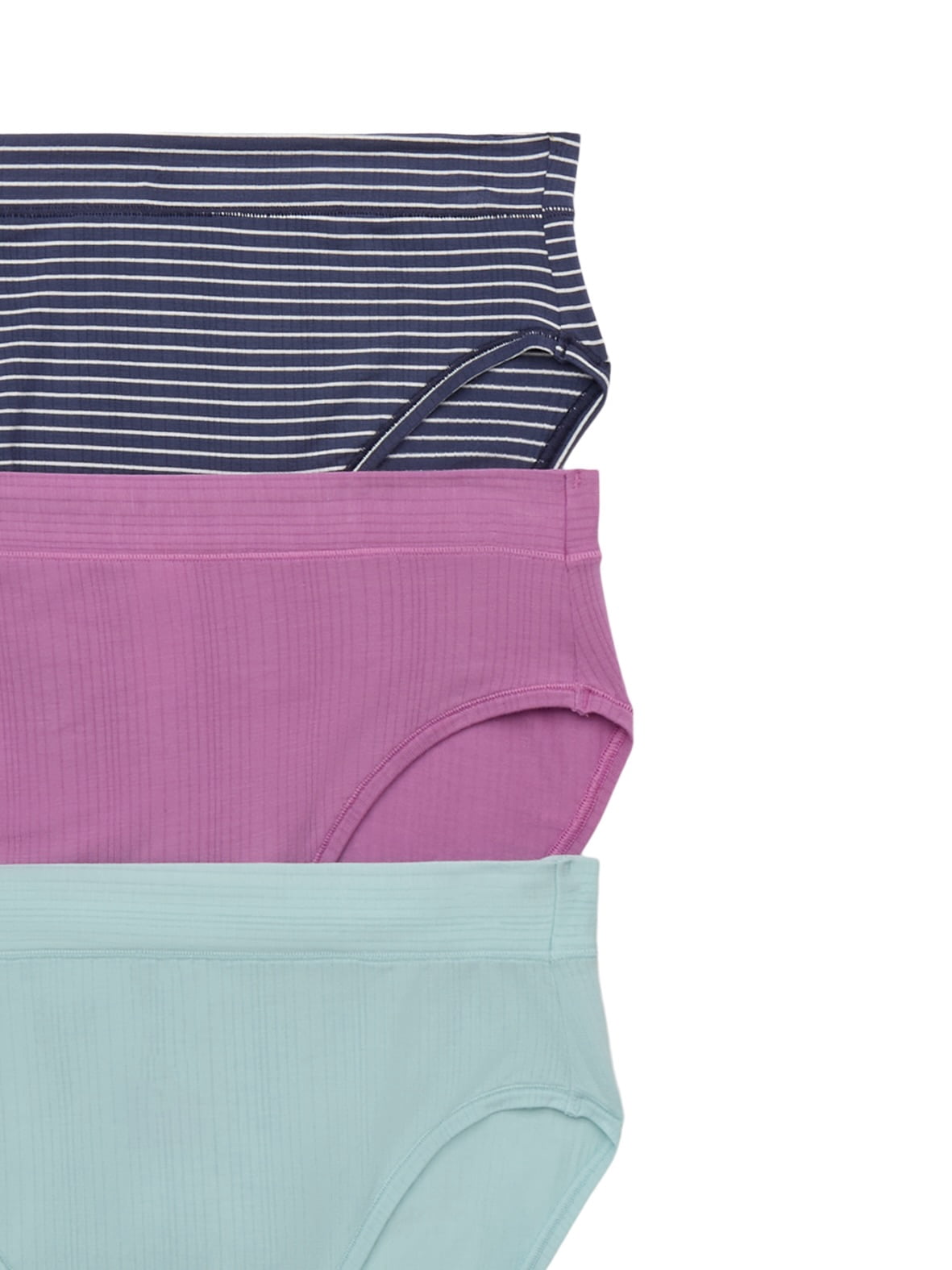 Joyspun Women's Ribbed Modal High Cut Brief Panties, 3-Pack, Sizes XS-3XL