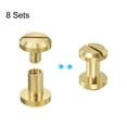 thumbnail image 3 of Uxcell 8Pack Brass Chicago Screw, 8mm Concave Leather Rivets Belt Screw Binding Stud Nail Rivets for Leathercraft, 3 of 6