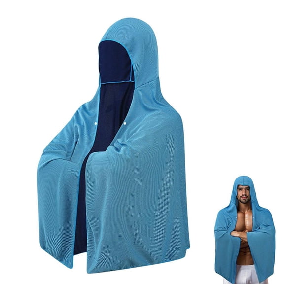 Instant Cooling Towel Poncho with Hood, UPF 97% UV Protection, Triple Layer Fabric, Reusable for Summer