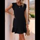 thumbnail image 4 of Vestidos de Verano para Mujer, Cuello Redondo, Corta, Dobladillo con Volantes, Vestido Mini Informal, Negro, Talla XL, 4 of 7