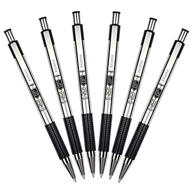 Zebra Stainless Steel Retractable Ballpoint Pen, 0.7mm Black Fine Point ...