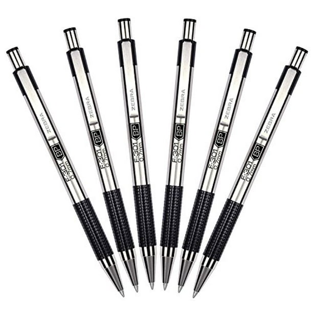 Zebra Stainless Steel Retractable Ballpoint Pen, 0.7mm Black Fine Point