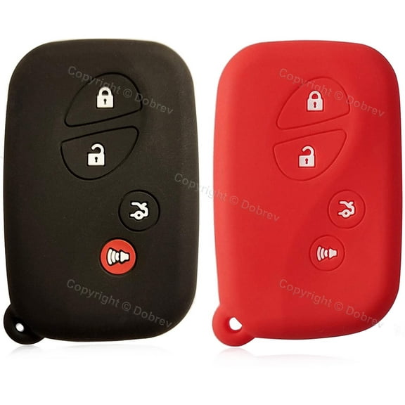 2pcs DOBREV Silicone Smart Case Rubber Cover Skin Fob Holder for Lexus LX 570 RX 350 450 400 CT 200h GX 470 460 ES 350 HS 250H IS 350 250 LS 600 460 RC F ES 350 GS 450 430 350 300 key (black and red)