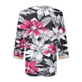 thumbnail image 5 of CYMMPU Blouses for Women Dressy Casual Lace V Neck Flower Pattern Loose Fit Spring Tops 3/4 Sleeve Summer Fashion Shirts Tunic Tops Business Elegant Work Topss Hot Pink M, 5 of 5