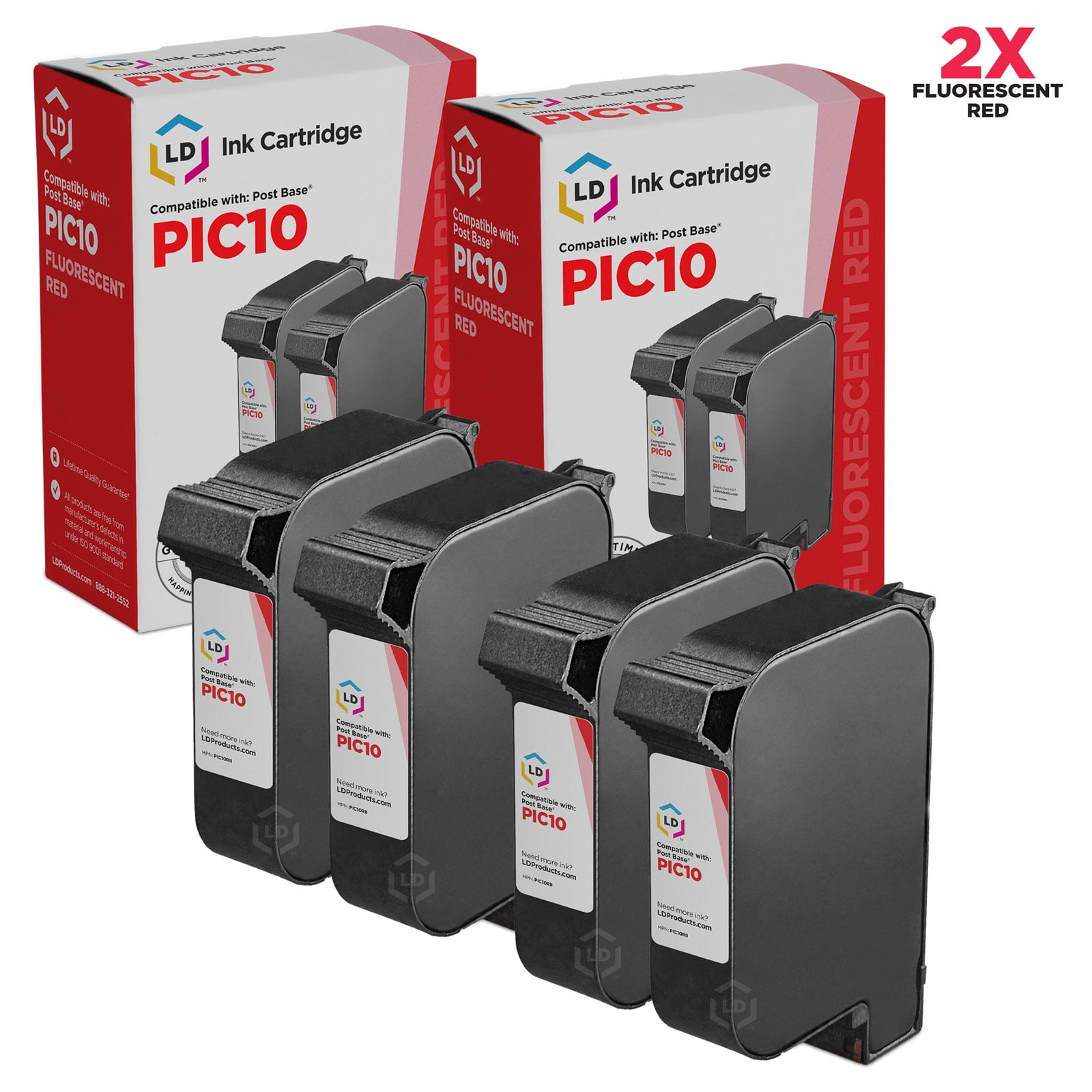 Ld Remanufactured Fp Postbase Pic10 Pack Of 4 Fluorescent Red Cartridges For Francotyp Postalia Postbase 30 45 65 85 Walmart Com Walmart Com