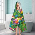 thumbnail image 6 of Colorful Dinosaurs Jungle Flowers Pattern Hooded Bath Towel，60"x35" for Ages 3 To 12 Kids, Quick Dry Lightweight Soft Microfiber Hood Beach Towel Cover Up for Kids, 6 of 7