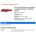 thumbnail image 2 of Left Driver Side Bumper Cover Reflector - Compatible with 2019 - 2020 Buick Envision, 2 of 2