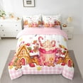 thumbnail image 2 of Castle Fairy Gingerbread Man Candy Cane 7-Piece Twin Bedding Sets for Teens Women Men,Happy Christmas Snowflake Bedding Comforter Set,Pink Geometric Plaid Breathable Sheet Sets, 2 of 8