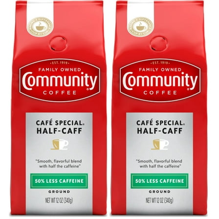 2 x - Community Coffee Cafe Special Half-Caff, Medium Dark Roast Ground Coffee, 12 Ounce (Pack of 2)