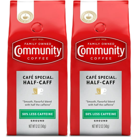 2 x - Community Coffee Cafe Special Half-Caff, Medium Dark Roast Ground Coffee, 12 Ounce (Pack of 2)