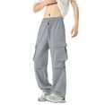 thumbnail image 2 of Pcksrro Cargo Pants for Men With Multi Pockets Outdoor Sports Pants Drawstring Straight Leg Pant Work Trousers, 2 of 3