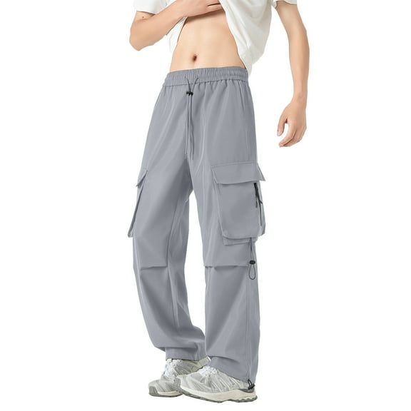 Dxzfnsa Men's Lightweight Hiking Cargo Work Pants Quick Dry Water Resistant Camping Outdoor Casual Stretch Pants with Pockets Hiking Pants Men(Gray-M)