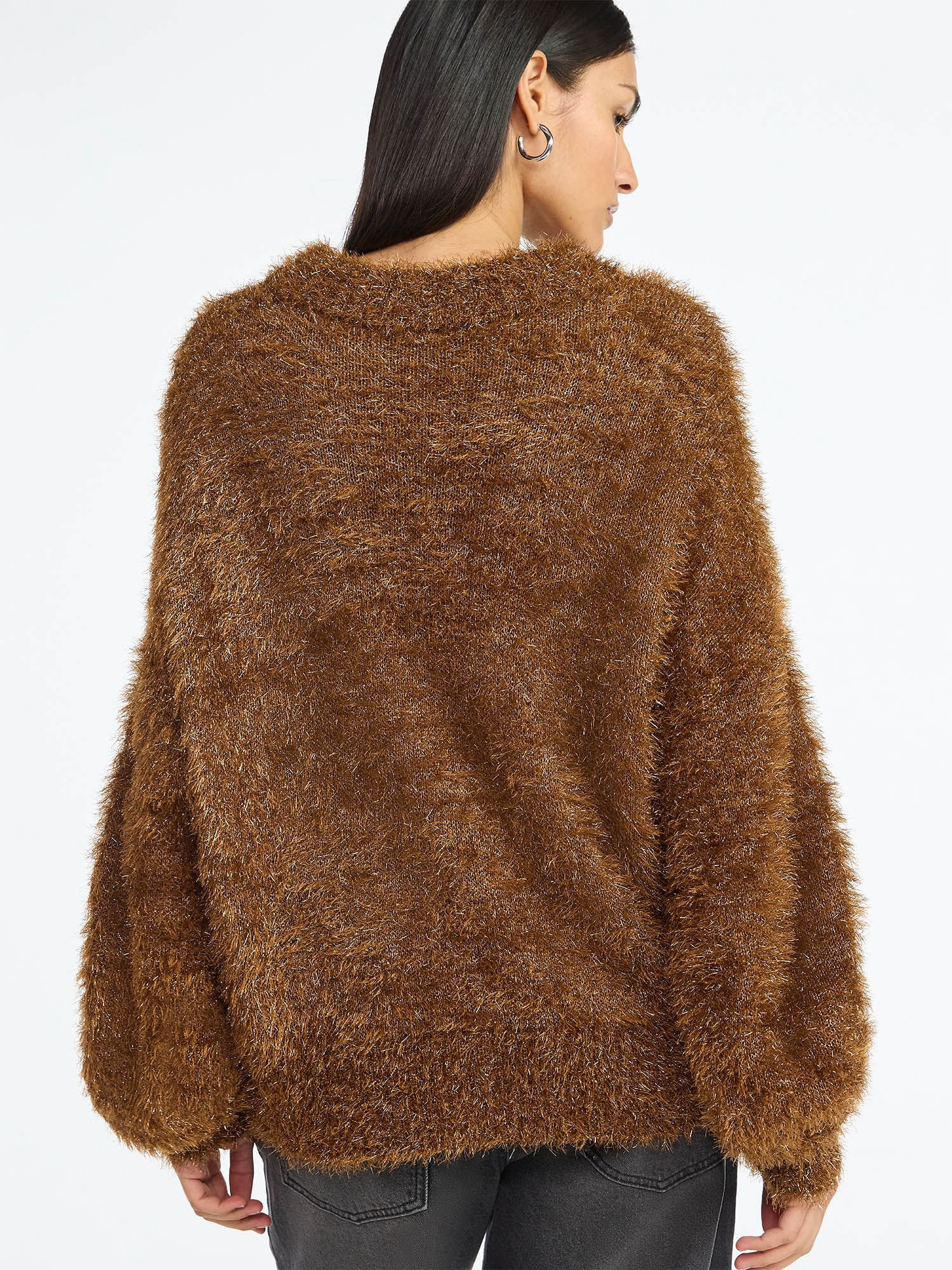 Scoop Women's Tinsel Knit Tunic Sweater with Long Sleeves, Midweight, Sizes, XS-XXL