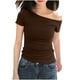 thumbnail image 2 of mfyjkho Tops Para Mujer, Blusas/Camisetas Sueltas De Verano De Color Liso Con Mangas Cortas Y Hombros Descubiertos Para Mujer Tops De Gimnasio Para Mujer Xl, 2 of 5