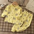 thumbnail image 2 of Rohuuque Kids Toddler Girl Boy Two Piece Pajamas Set Button Down Pajama Shirt Top Pants Shorts Sleepwear Pjs Set 1 Year Yellow, 2 of 3