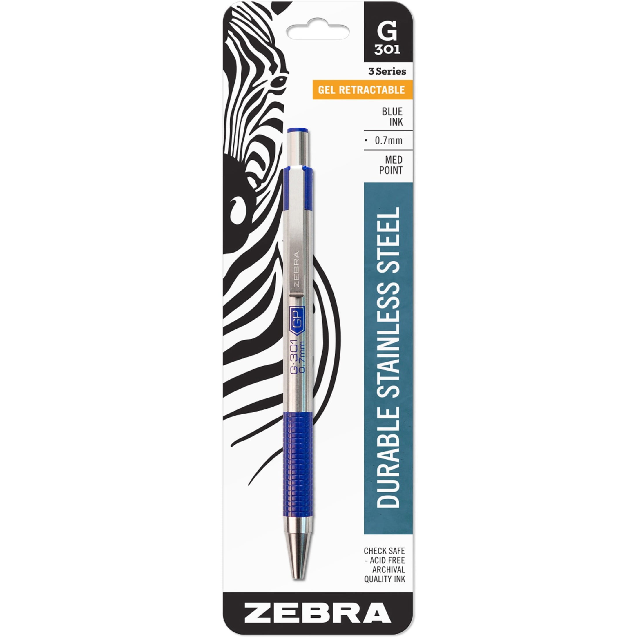 Zebra Pen G-301 Gel Retractable 0.7mm Blue 1-pack Zebra Pen 41321 