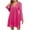Hot Pink, variant on Women's Long Sleeve Lace Eyelet Mini Dresses Casual Loose Solid Color V Neck Pockets Above Knee Ruffle Cute Babydoll Dress Hot Pink M