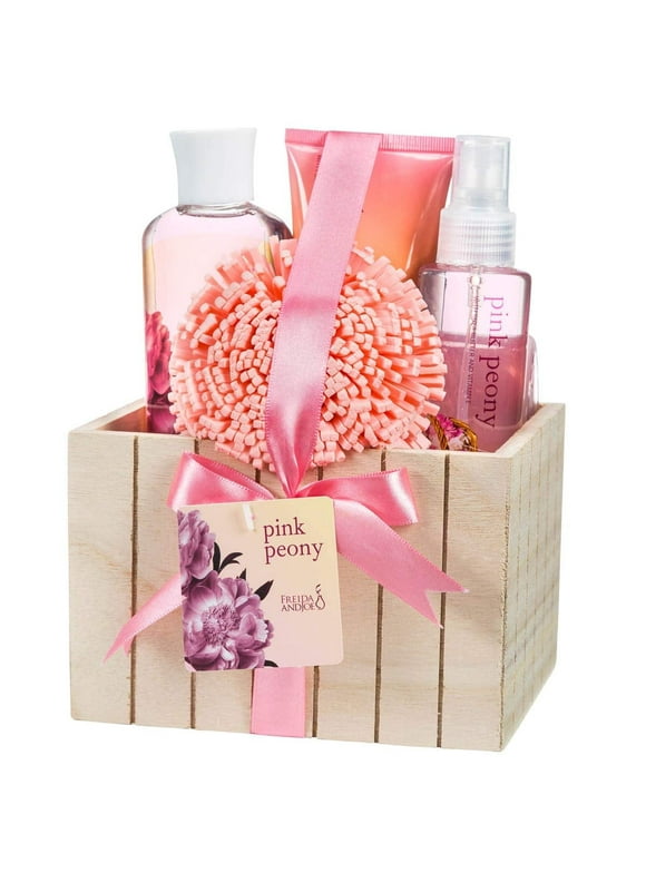 Freida & Joe Pink Peony Spa Bath and Body Gift Set for Women Luxury Body Care Mothers Day Gifts for Mom