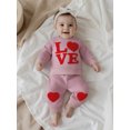 thumbnail image 3 of Infant Toddler Baby Girl Valentines Day Outfit Love Heart Sweatshirt Pant Sets Valentine's Gift Set, 3 of 8