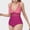 Fuchsia, variant on Women's Deep V Mesh Panel One Piece Swimsuit with Sheer Waist Detail and Adjustable Straps - Large, Blue
