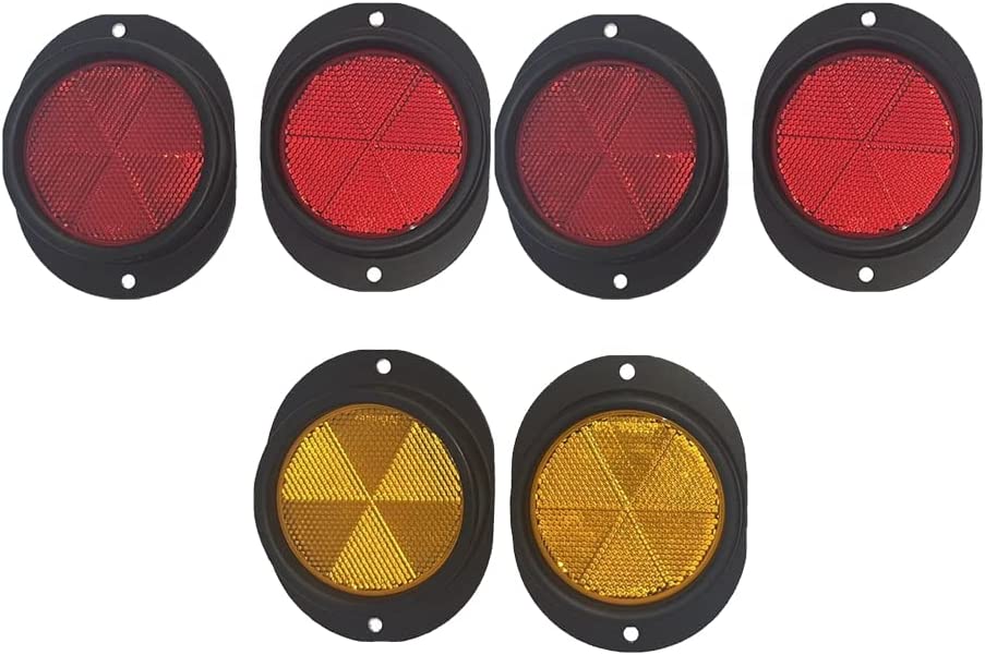 6 Military Vehicle Reflectors 4 Red Lens, Amber Lens + Black Body