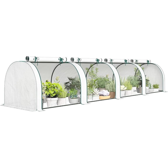 Mini Greenhouse 177.2" x 39.4" x 31.5" Portable Greenhouse White