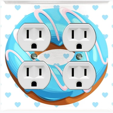 Metal Light Switch Plate Cover Blue Glazed Doughnut Heart Wallpaper CAK040