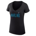 thumbnail image 2 of Women's G-III 4Her by Carl Banks  Black Miami Marlins Dot Print V-Neck Fitted T-Shirt, 2 of 3