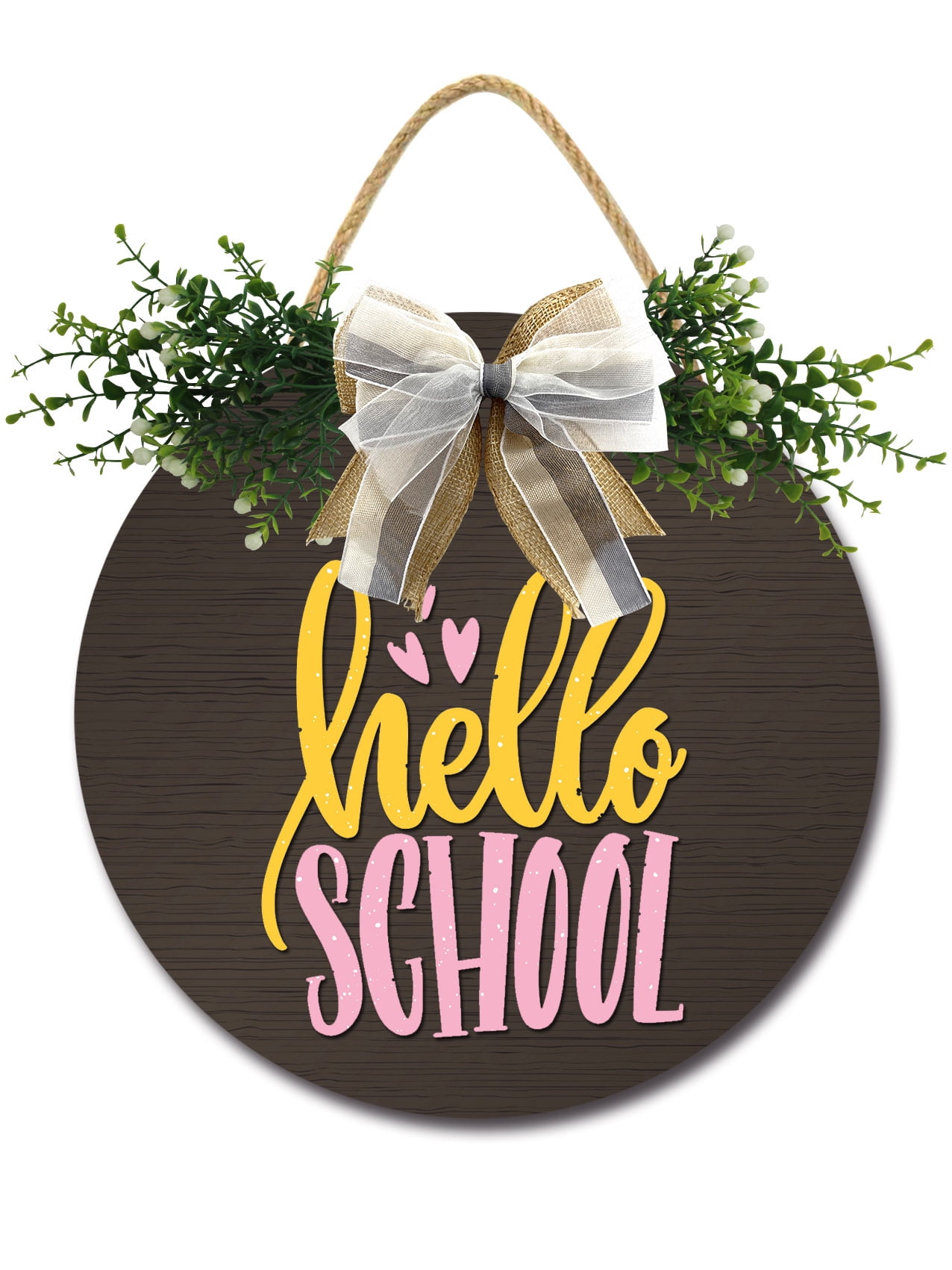 Eveokoki Hello School Door Sign Classroom Door Hanger Back to School